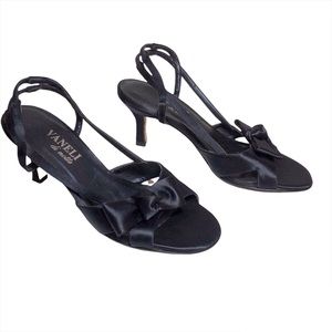 Vaneli satin sling back sandal navy size 5.5